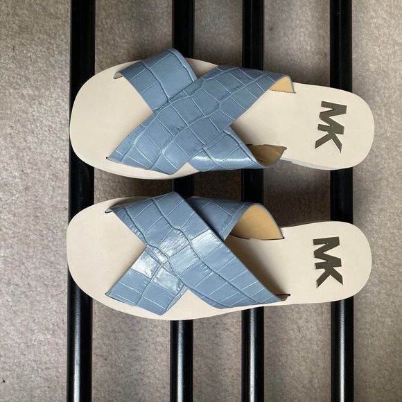 MICHAEL KORS Women Glenda Leather Slide Sandals - NEW NWOB - Picture 2 of 8